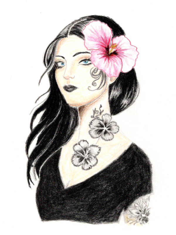 Hibiscus Goth (Original Drawing)